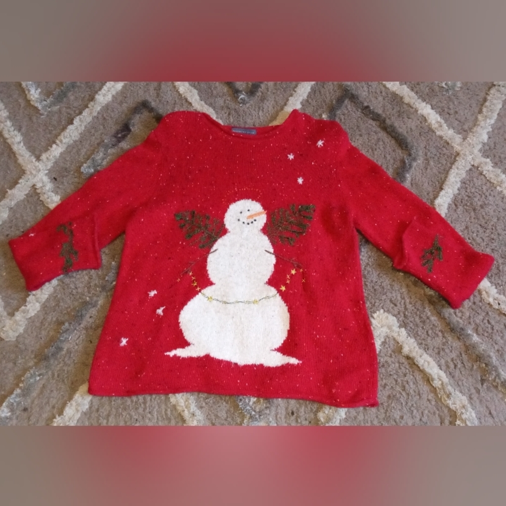 Like New Northern Isles Christmas Snowman Sweater With Embellishments Size Large